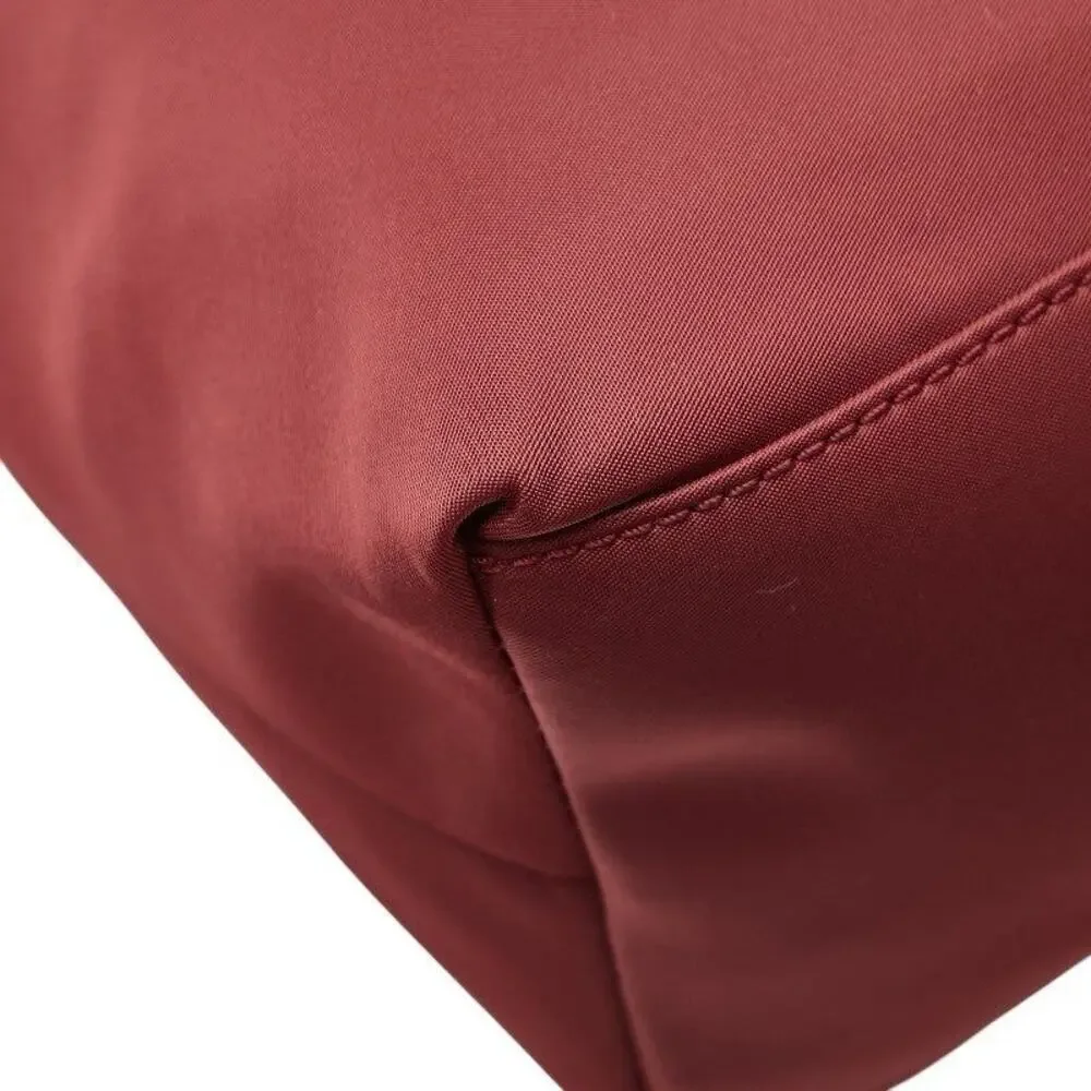 Kate Spade Nylon Leather Logo Tote Bag Burgundy